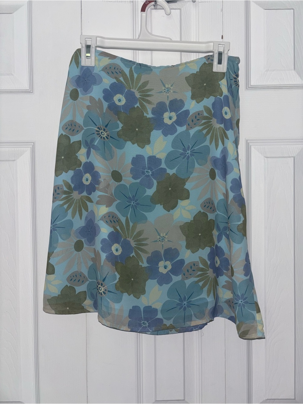 Old Navy Blue and Olive Floral Midi Skirt